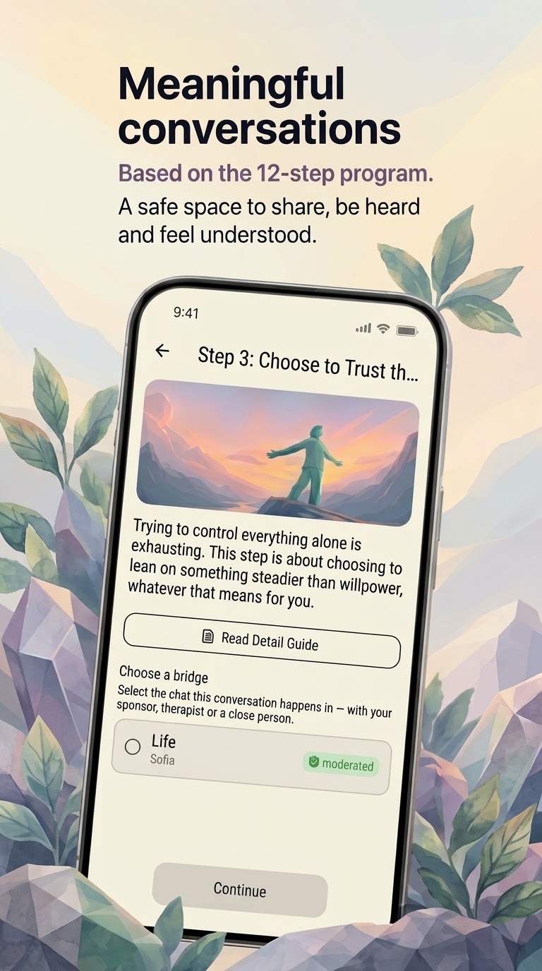 Conversations screen based on the 12-step program
