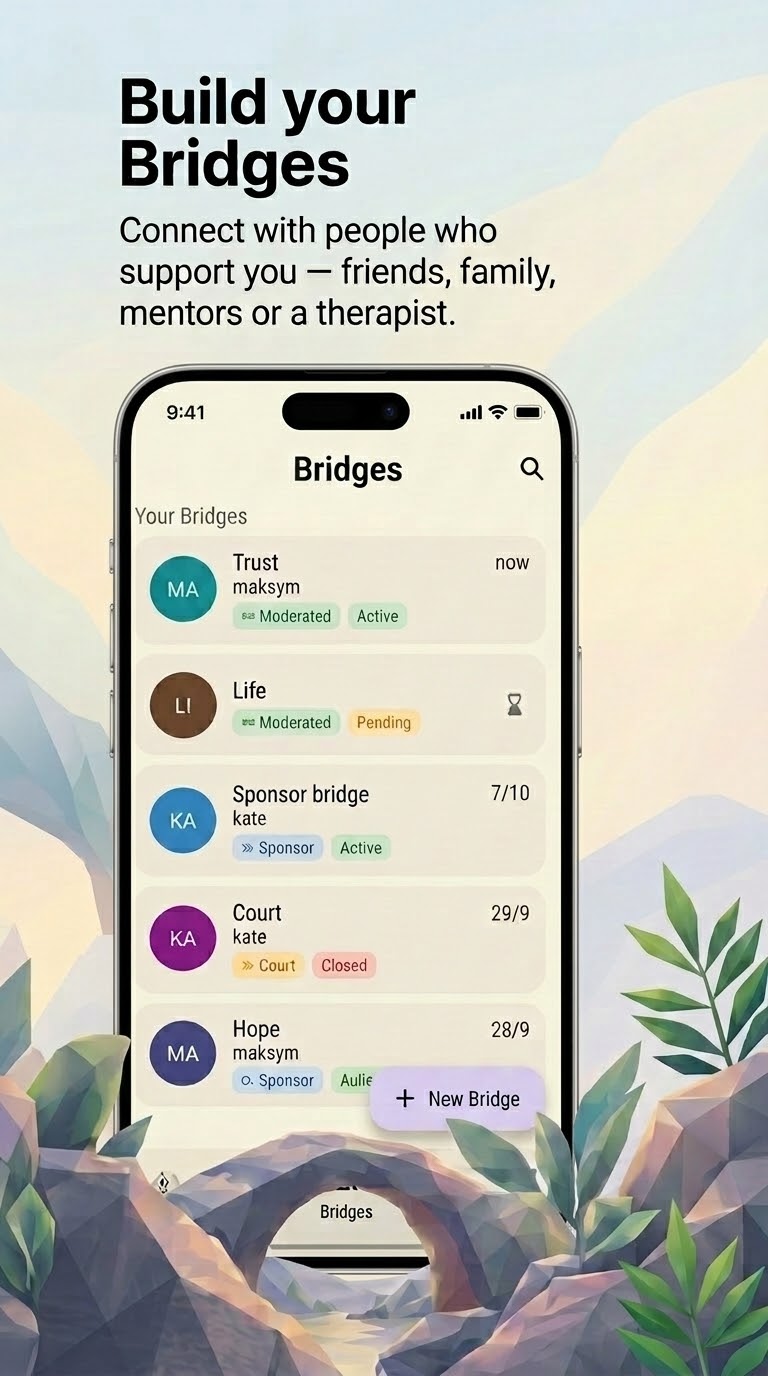 Screen for building bridges of support